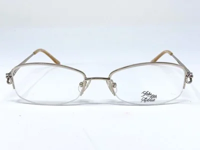 SAKS FIFTH AVENUE 221 Silver/ Beige Half Rim Womens Eyeglasses Frame 51-17-130