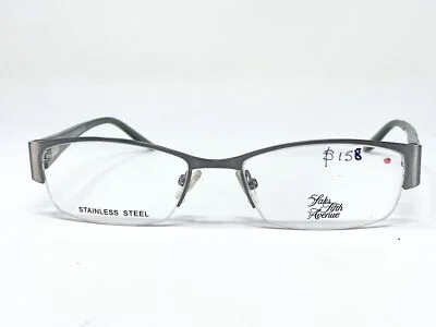 SAKS FIFTH AVENUE 232 Silver/ Green Half Rim Womens Eyeglasses Frame 51-17-135