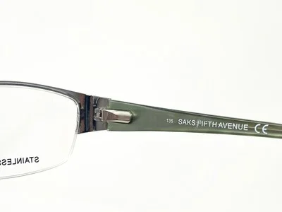 SAKS FIFTH AVENUE 232 Silver/ Green Half Rim Womens Eyeglasses Frame 51-17-135 4
