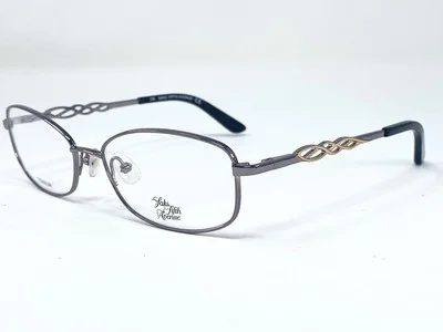 SAKS FIFTH AVENUE 283/T Silver/ Black Titanium Womens Eyeglasses Frame 53-16-130 2