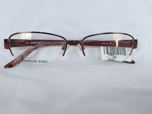 Saks Fifth Avenue, Saks270 0TF7, Brown Womens Semi-rimless Eyeglass Frame NEW