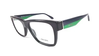 SALE! PRADA EYEGLASSES VPR16R 1AB-101 BLACK/GREEN/NAVY 51-16-140 FREE SHIPPING!!