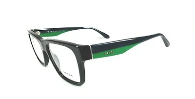 SALE! PRADA EYEGLASSES VPR16R 1AB-101 BLACK/GREEN/NAVY 51-16-140 FREE SHIPPING!! 3