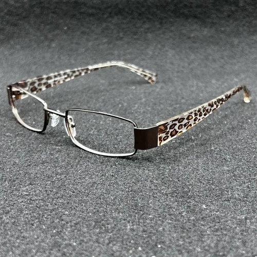 Salsa SA2009 BR Eyeglasses Frame Animal Print Gold Rectangular 50-18-140 EUC