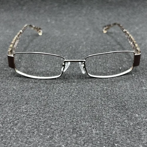Salsa SA2009 BR Eyeglasses Frame Animal Print Gold Rectangular 50-18-140 EUC 2