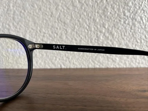 Salt Buck Eyeglasses FRAMES Black 49[]21-148 Clear Round Handmade in Japan 3