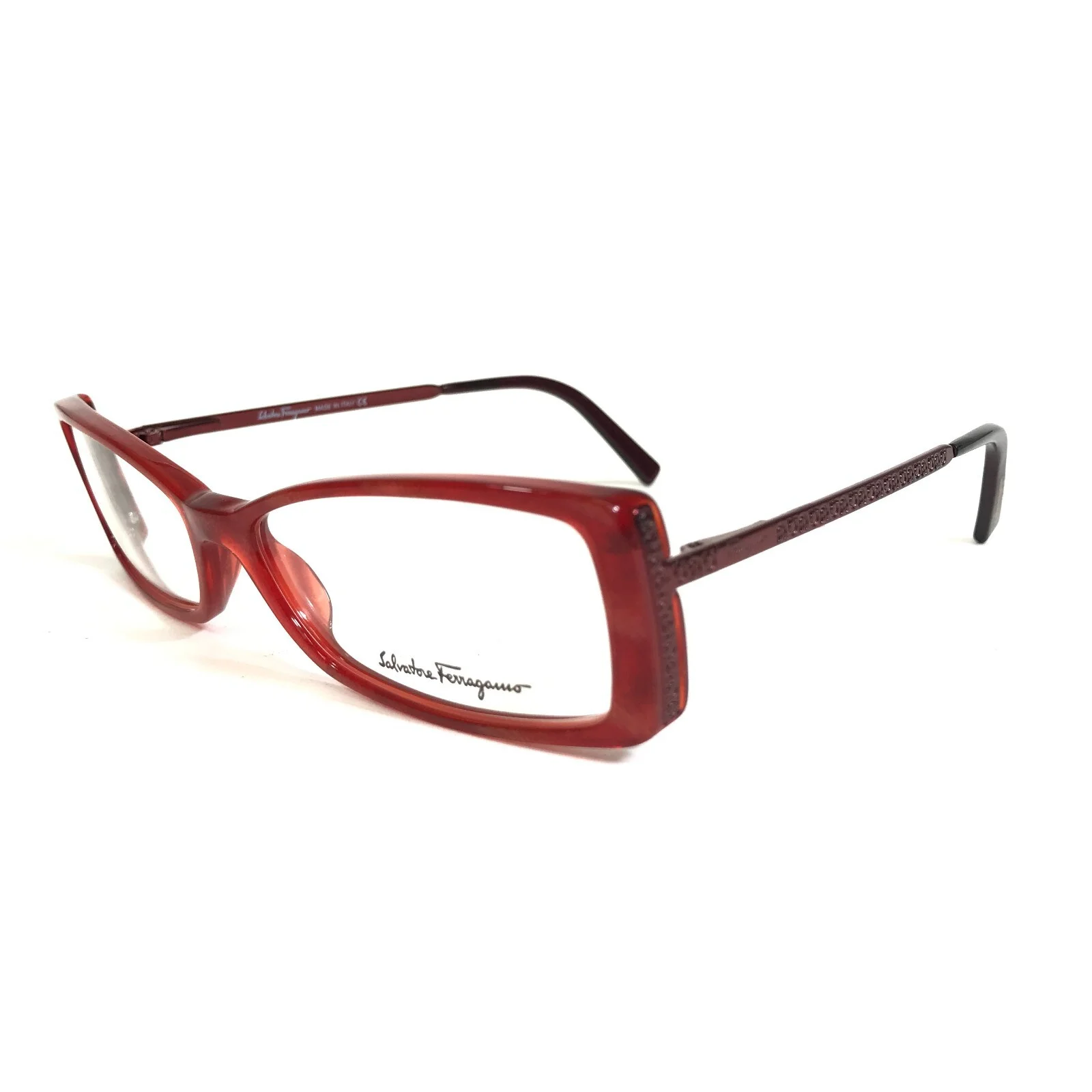 Salvatore Ferragamo Eyeglasses Frames 2607 459 Sparkly Red Cat Eye 52-15-130 2