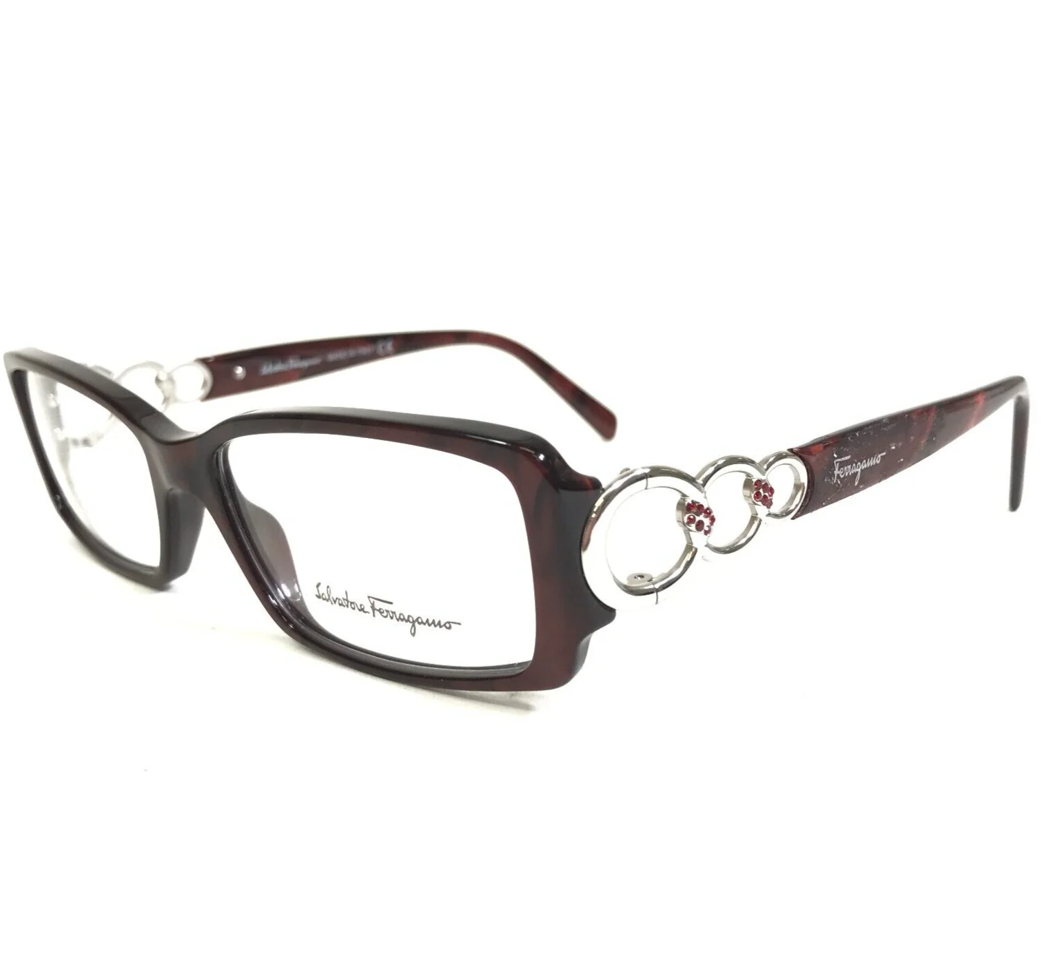 Salvatore Ferragamo Eyeglasses Frames 2638-B 633 Sparkly Red Silver 52-15-135