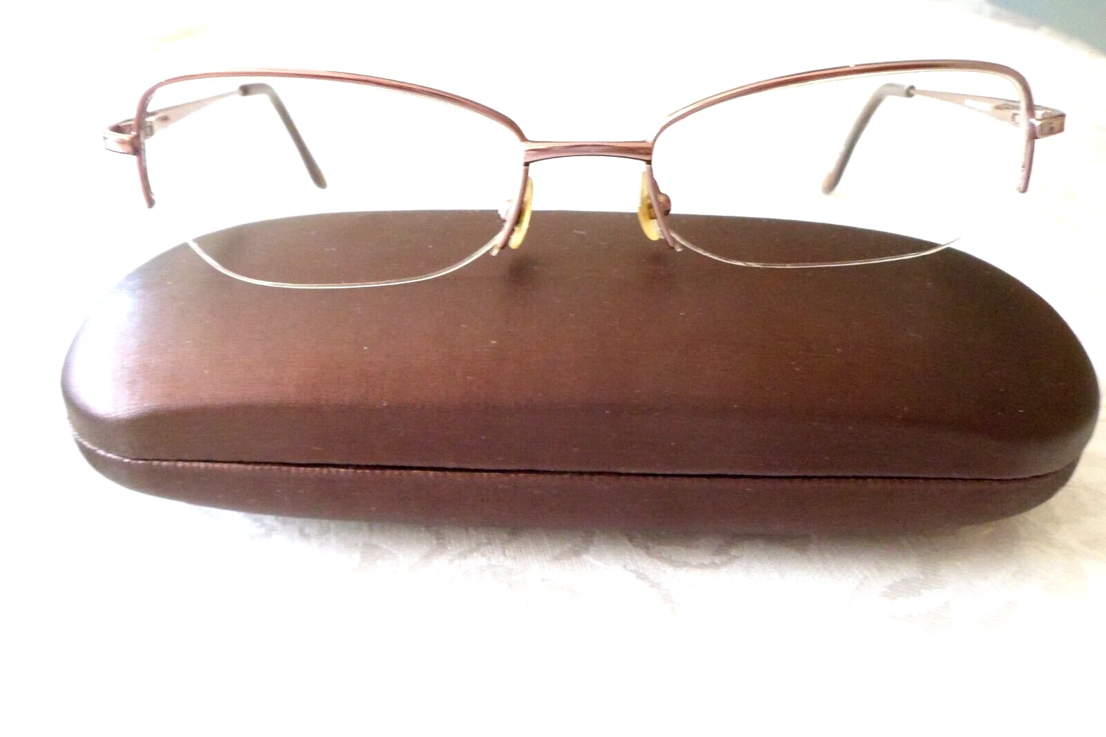 Sans Pareil Linda Evans 345 Rectangular Eyeglass Frames Brown 130mm