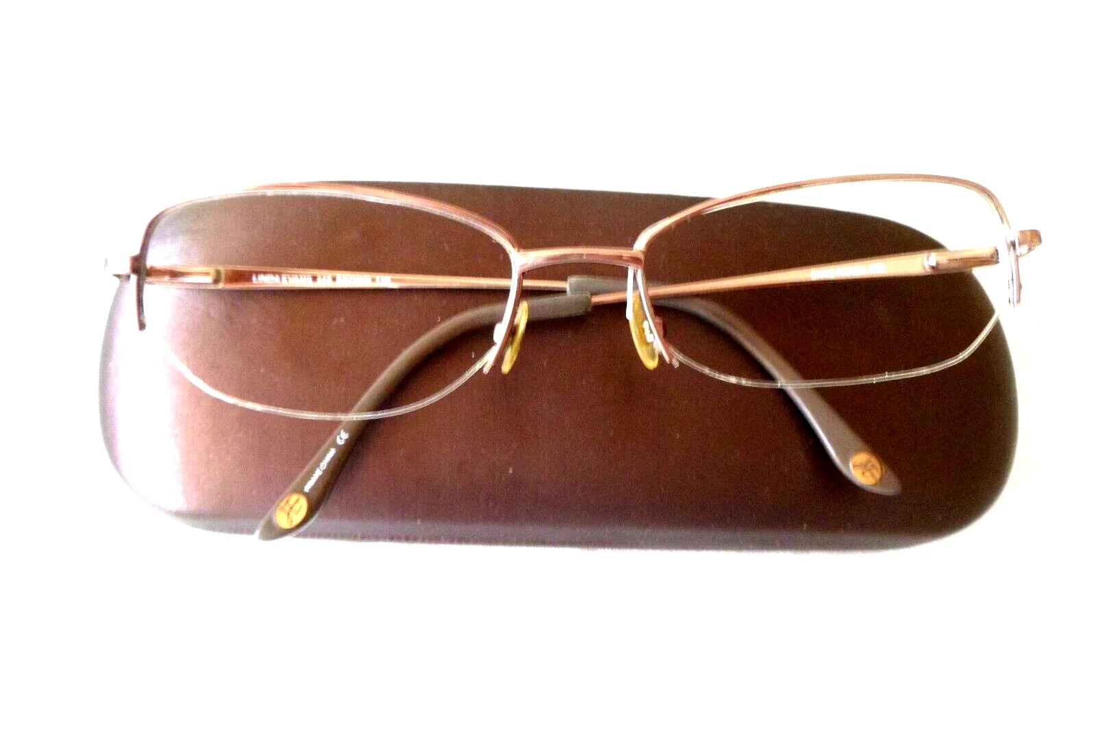 Sans Pareil Linda Evans 345 Rectangular Eyeglass Frames Brown 130mm 2
