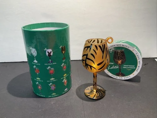 Santa Barbara Design Studio Lolita Holiday Mini WineGlass Ornament, Tiger 2