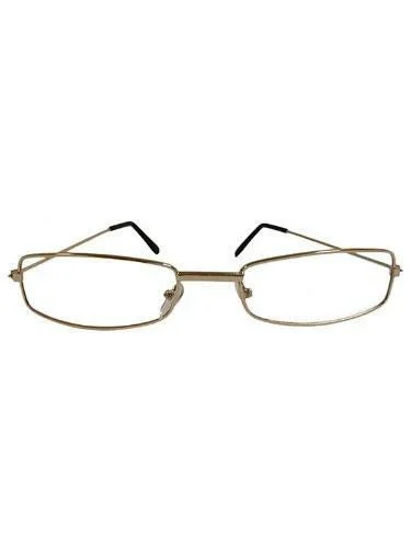 Santa / Franklin Glasses Rectangle Shaped Gold Wire Framed Costume Eyeglasses