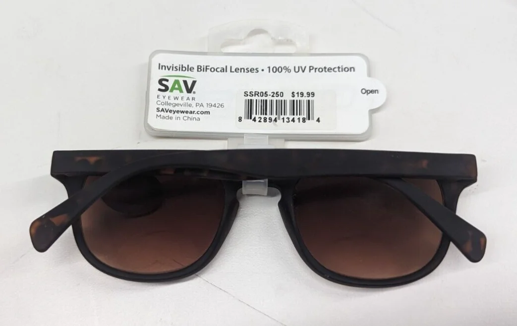 SAV Eyewear, Invisible BiFocal Lenses, 100% UV Protection, SSR05-200, +2.00 2