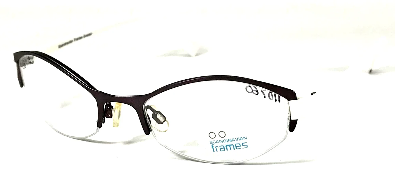 SCANDINAVIAN FRAMES SF6052 C2 NOS Gray/White Half Rim Eyeglasses Frame 50-18-135