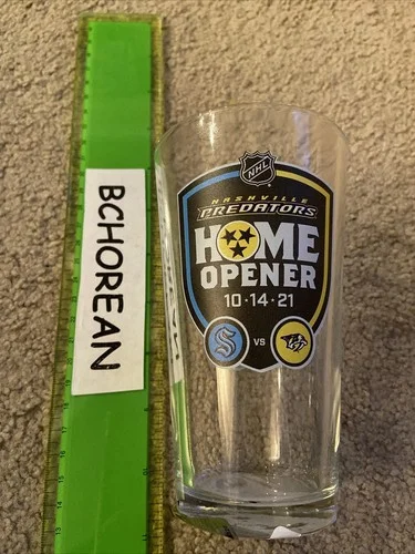 Seattle Kraken First Win Pint Glass 10/14 Game Nashville Predators Opening Night