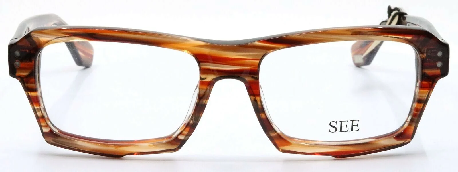 SEE Eyewear 2728 C701 Brown Stripe Rectangular Eyeglasses Frames USA 53-18-145 2