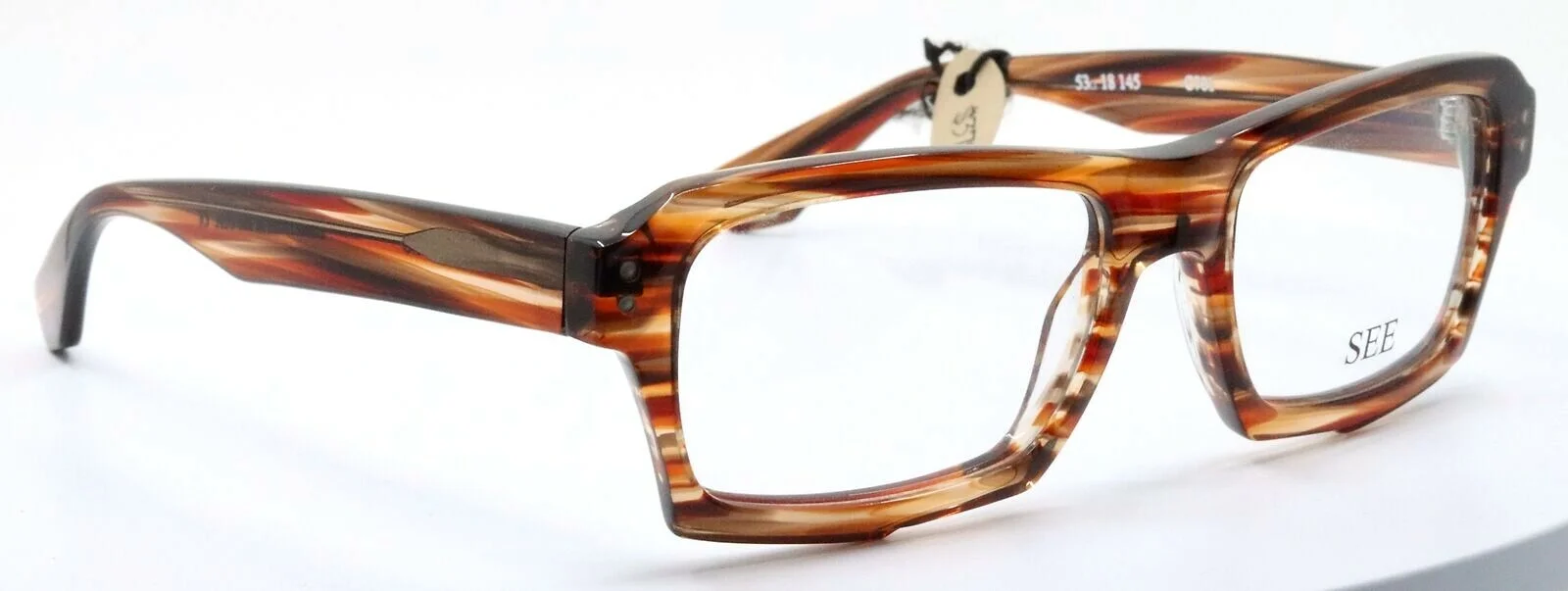 SEE Eyewear 2728 C701 Brown Stripe Rectangular Eyeglasses Frames USA 53-18-145 3