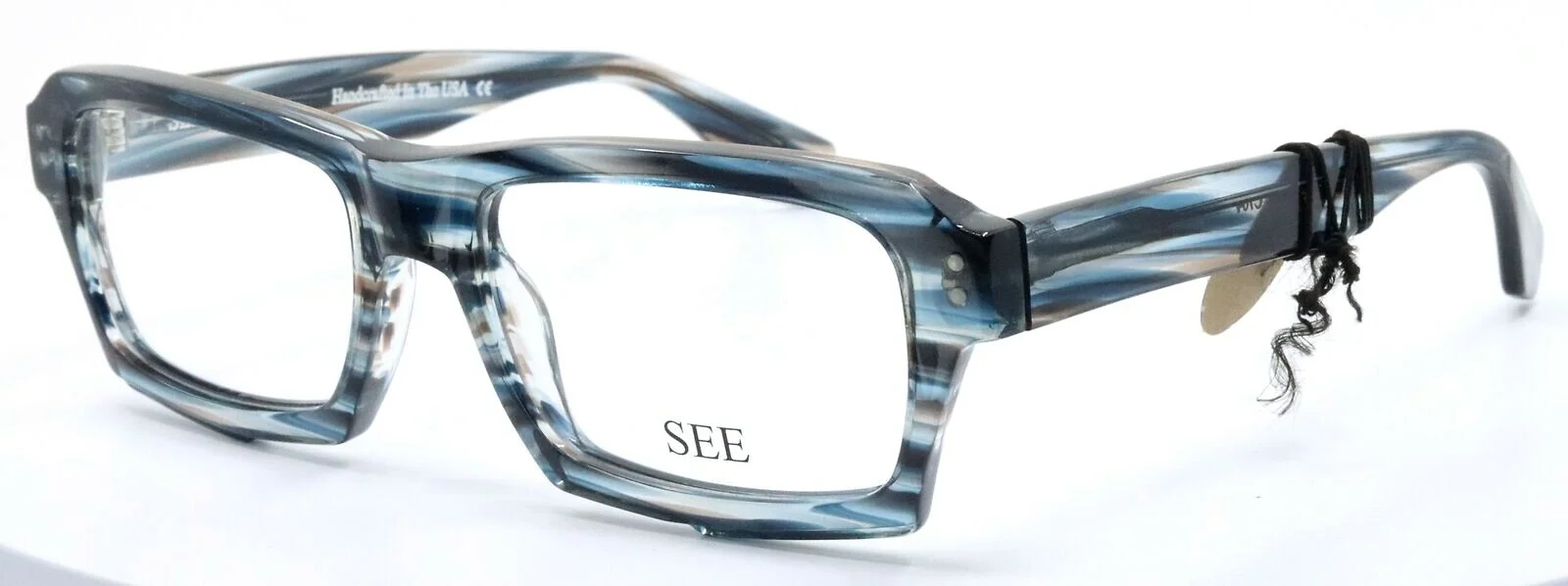 SEE Eyewear 2728 C704 Blue Stripe Handmade in USA Eyeglasses Frames 53-18-145