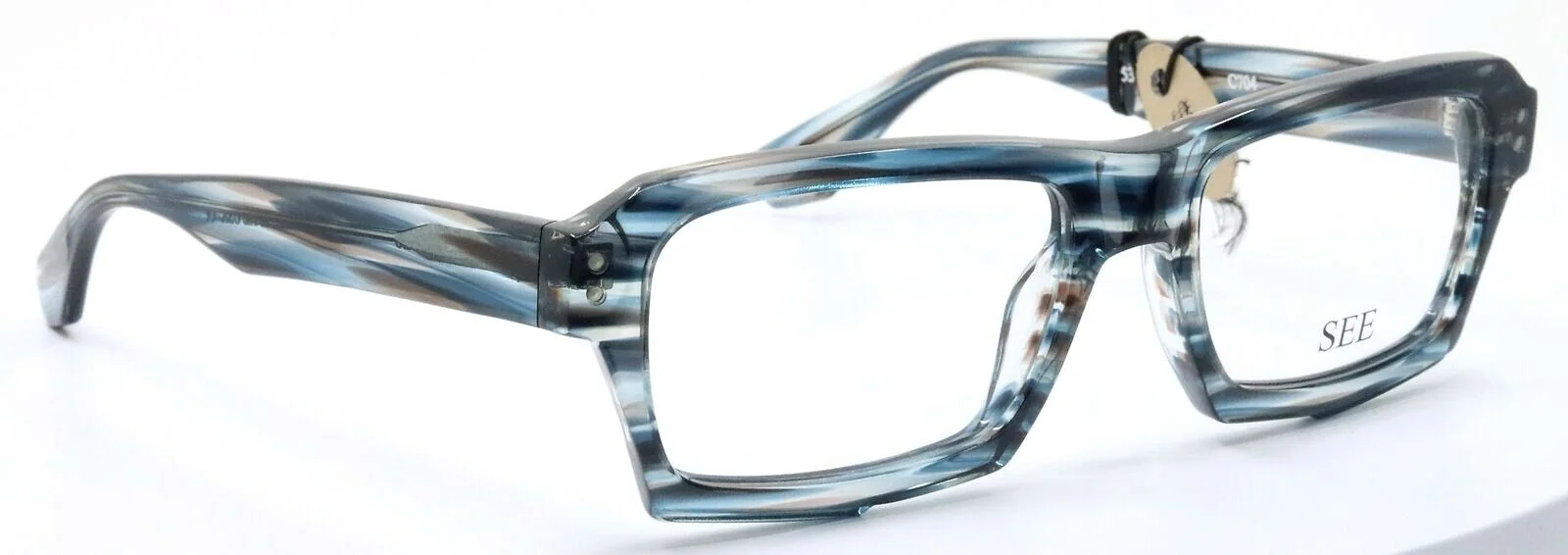 SEE Eyewear 2728 C704 Blue Stripe Handmade in USA Eyeglasses Frames 53-18-145 3