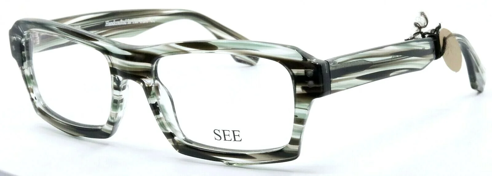 SEE Eyewear 2728 C705 Gray Stripe Rectangular Eyeglasses Frames USA 53-18-145