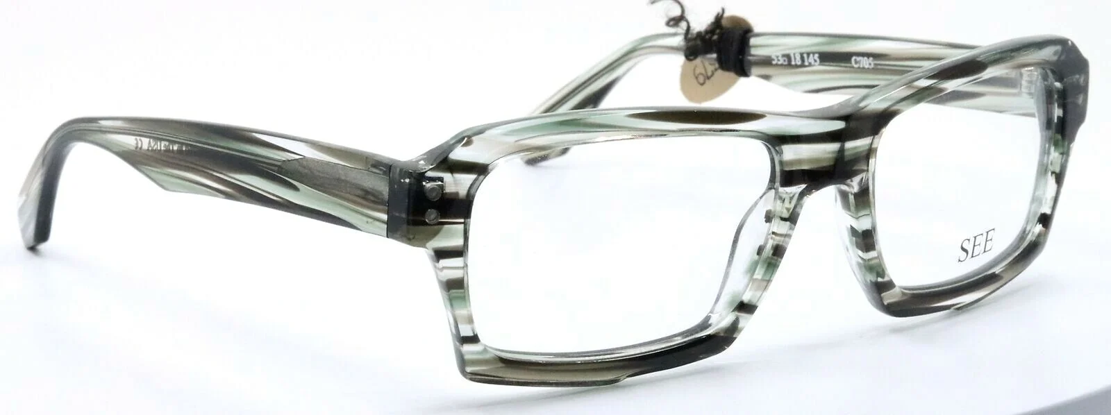 SEE Eyewear 2728 C705 Gray Stripe Rectangular Eyeglasses Frames USA 53-18-145 3