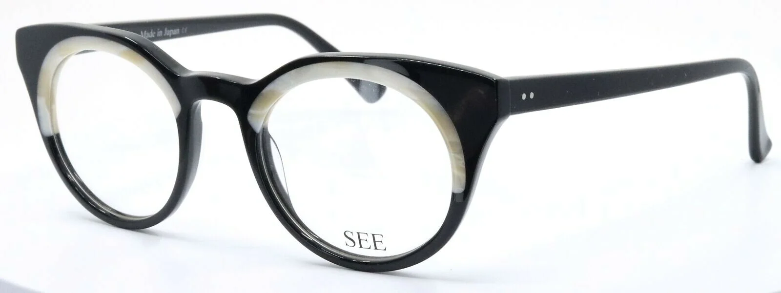 SEE Eyewear 8143 C0 Black Mother of Pearl Round Unisex Eyeglasses 47-23-145