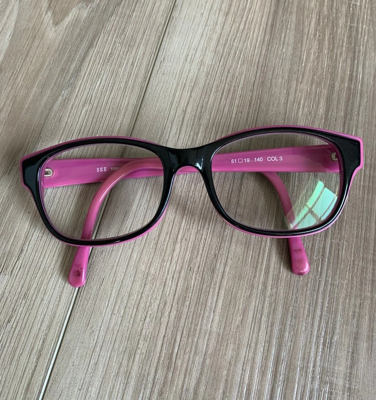 SEE Eyewear Glasses 1094 Made in France / Black & Pink Eyeglasses
