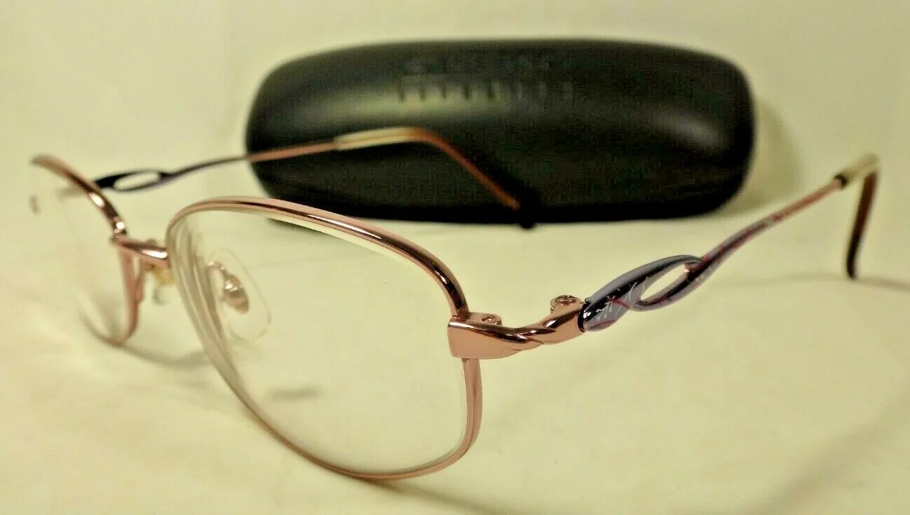 Seiko Japan T135 Purple Titanium Oval Full-Rim Glasses Frames 52-18-135 + Case