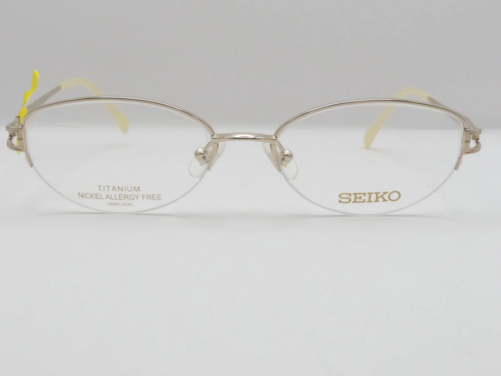 SEIKO T3118 TITANIUM OVAL HALF RIM EYEGLASS FRAMES 001 GOLD 53-17-139