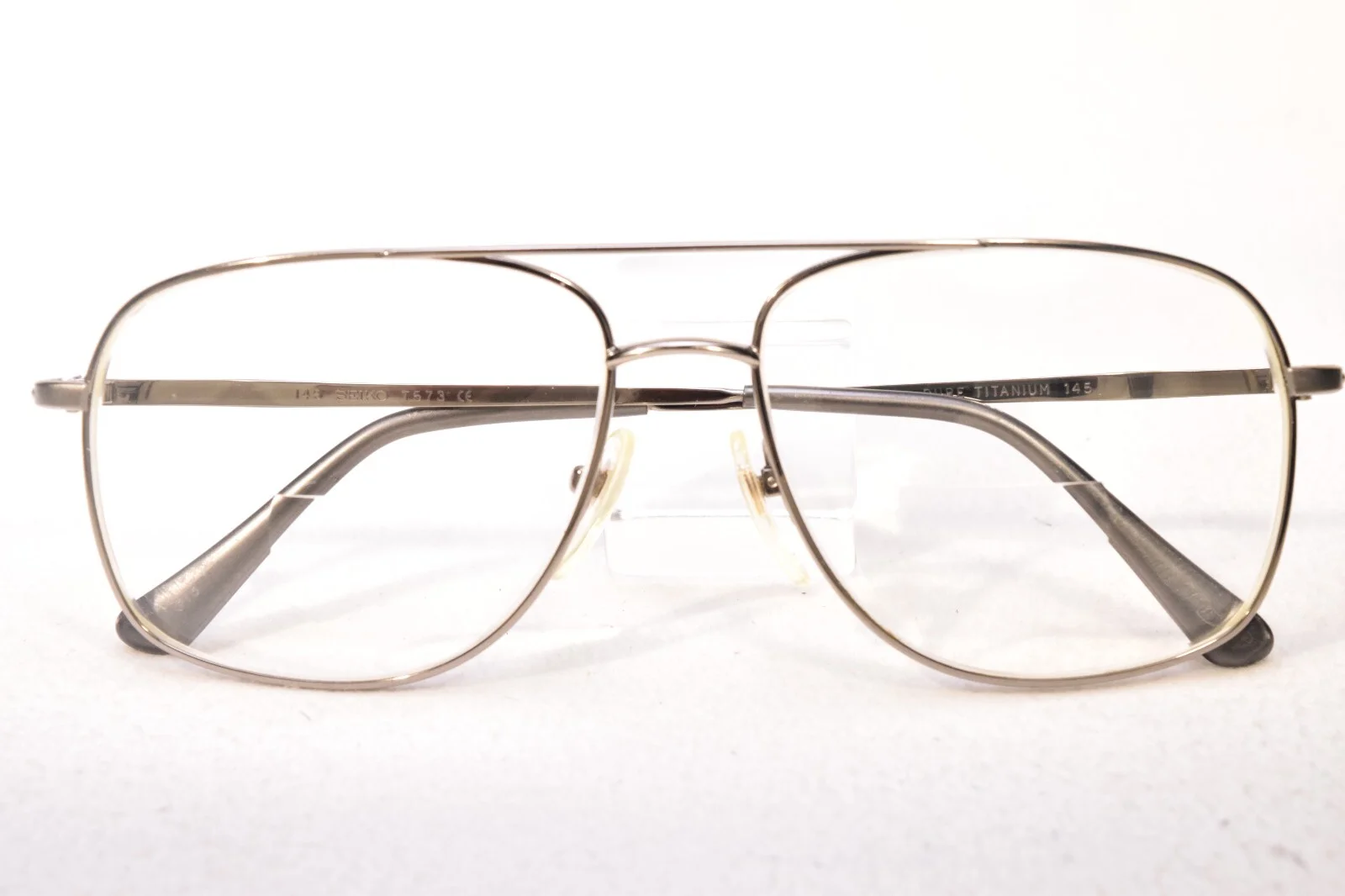 SEIKO T573 TITANIUM AVIATOR EYEGLASS/SUNGLASS FRAMES 59[]16/145 WITH CASE JAPAN 2