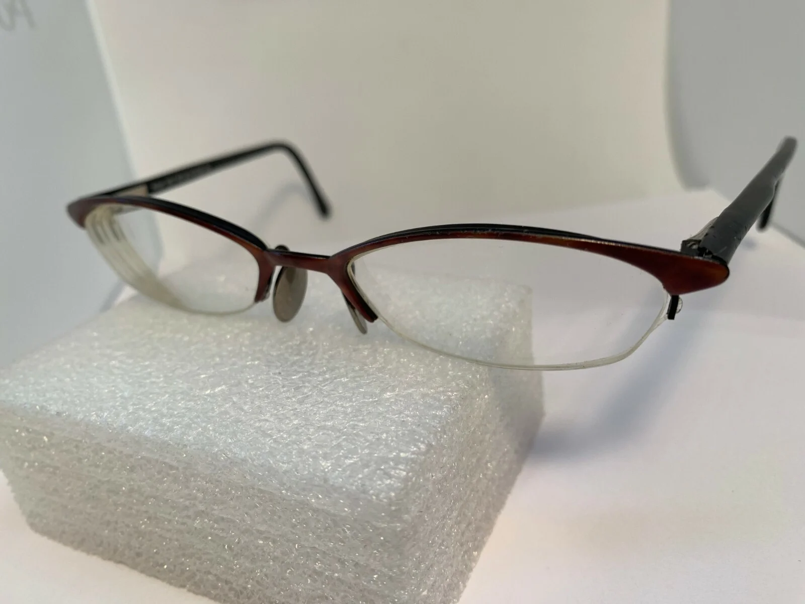 Semi Rimless Swedish SKAGA Oval Brown 48[]18- 135 Eyeglass Frames Half Rim