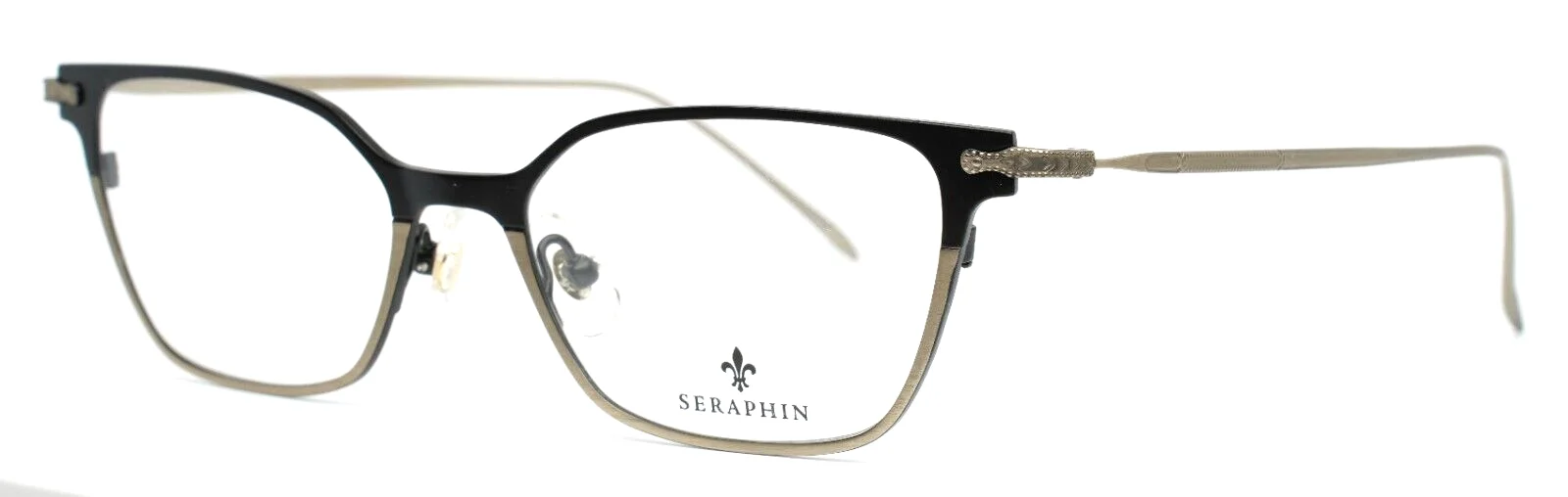 SERAPHIN Brighton 8198 Black/Pale Gold Womens Cat Eye Eyeglasses 50-17-140 B:34