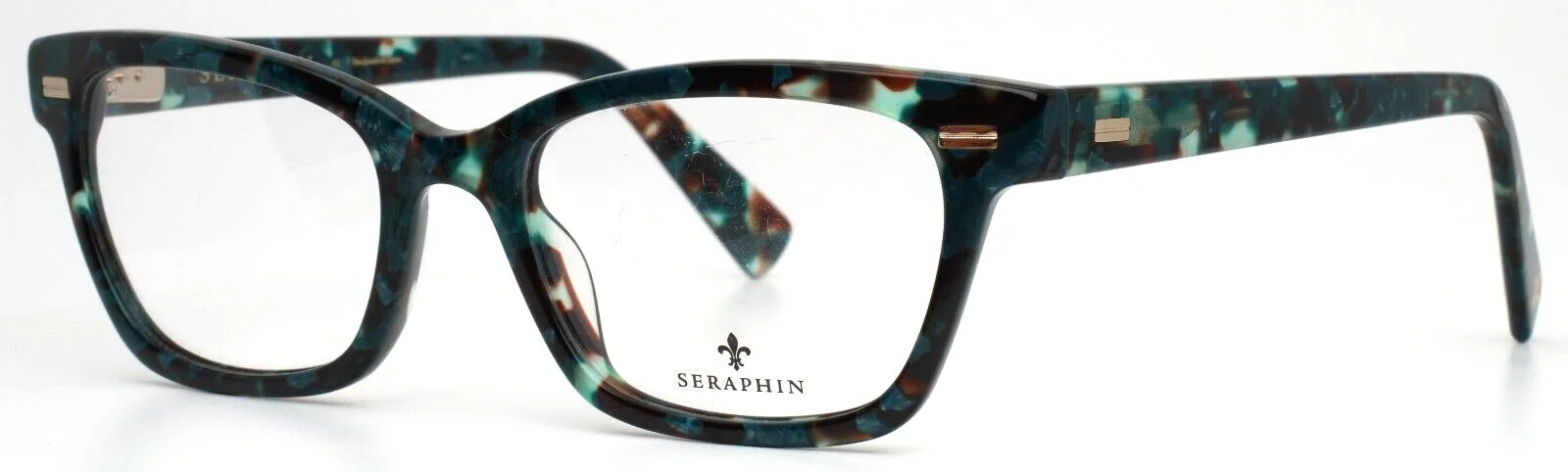 SERAPHIN Claremont 8102 Tortoise Teal Womens Rectangle Eyeglasses 51-19-140