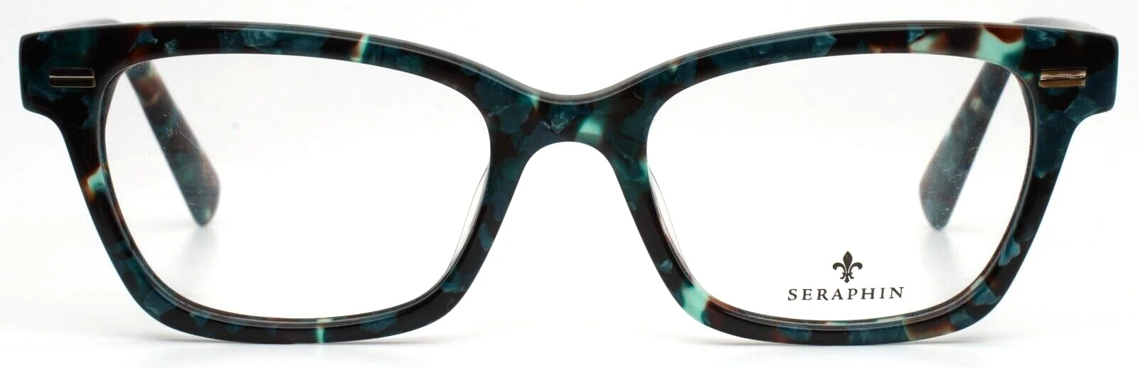 SERAPHIN Claremont 8102 Tortoise Teal Womens Rectangle Eyeglasses 51-19-140 2