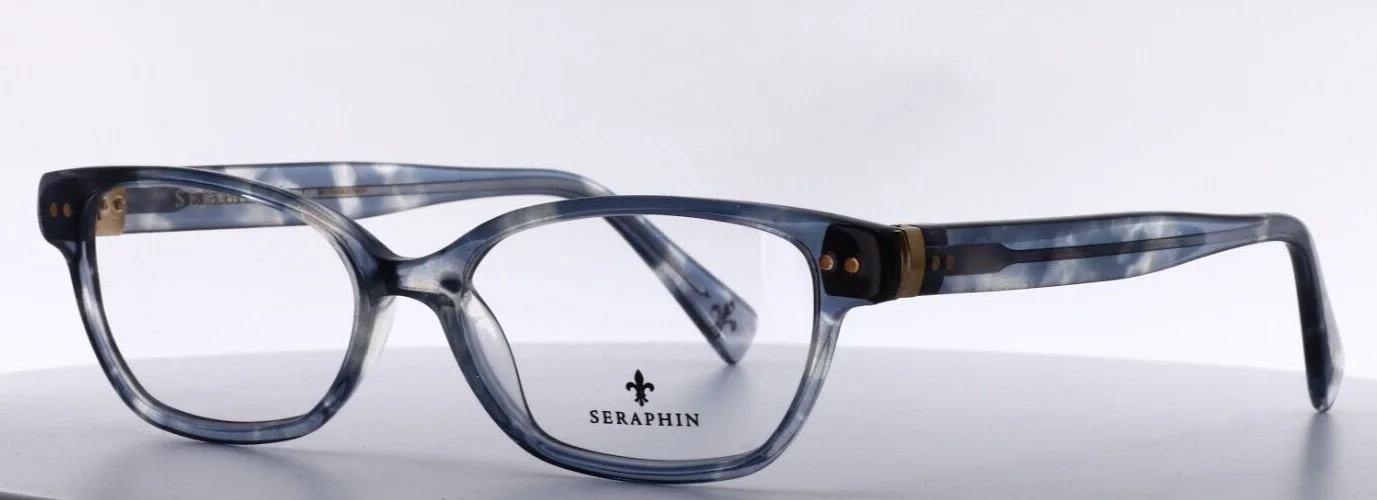 SERAPHIN Kennedy 8175 Riviera Blue Pearl Womens Cat Eye Eyeglasses 51-16-140 2