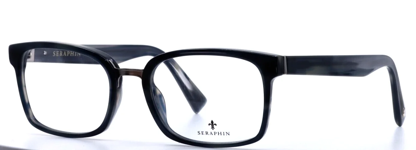SERAPHIN Pennington 8218 Gray Horn Mens Square Eyeglasses Frames 55-20-150 B:38