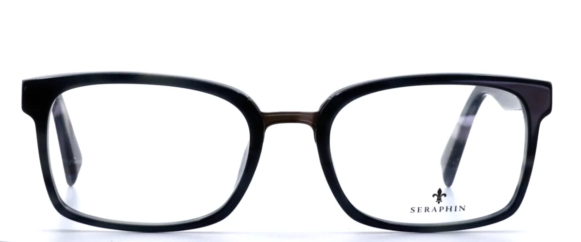 SERAPHIN Pennington 8218 Gray Horn Mens Square Eyeglasses Frames 55-20-150 B:38 2