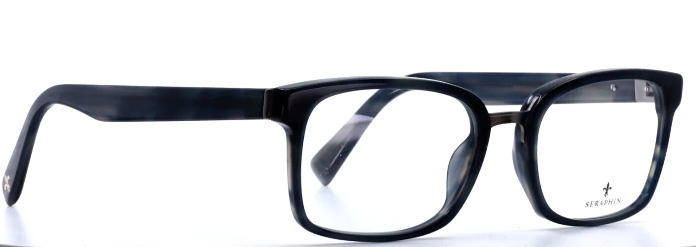 SERAPHIN Pennington 8218 Gray Horn Mens Square Eyeglasses Frames 55-20-150 B:38 3