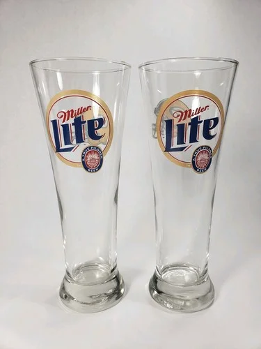 Set of 2, Green Bay Packers Miller Lite Pilsner Glasses 3