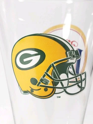 Set of 2, Green Bay Packers Miller Lite Pilsner Glasses 4