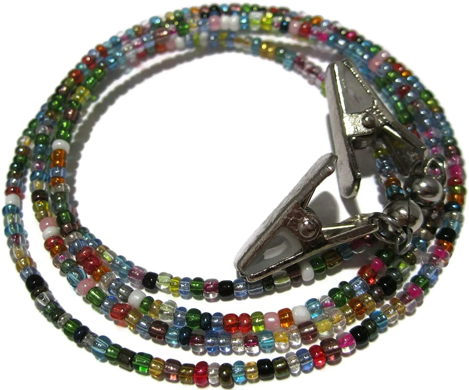 Set of 2 Peacock and 32 Color Beaded Clip Eyeglass Holder Necklace Lanyards 2