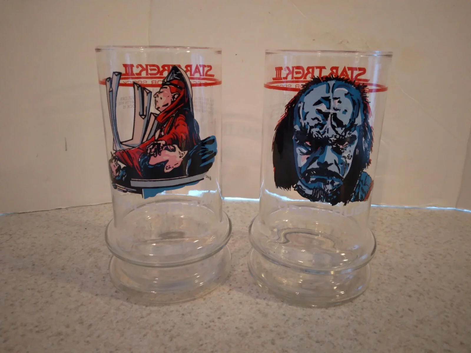 Set of 2 Star Trek III Search for Spock Taco Bell Glasses Lord-Kruge Fal-Tor-Pan