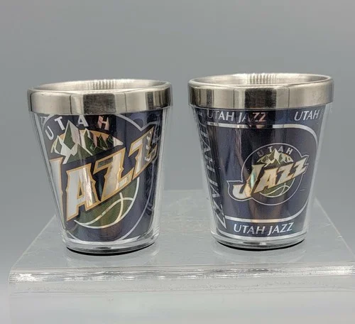 Set of 2 Utah Jazz Stainless Steel Shot Glasses Official NBA Basketball
