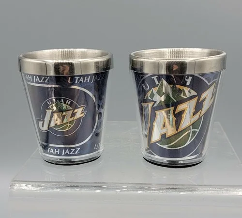Set of 2 Utah Jazz Stainless Steel Shot Glasses Official NBA Basketball 3