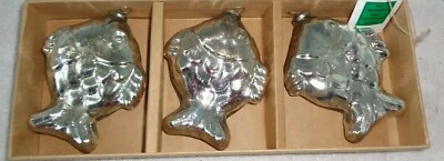 Set Of 3 Antique Silver Glass Fish Ornaments Ballard Designs 2