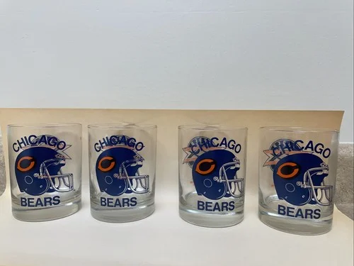 Set of 4 New 1986 NFL Chicago Bears Super Bowl XX New Orleans Rocks Glasses
