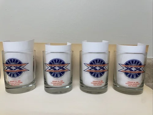 Set of 4 New 1986 NFL Chicago Bears Super Bowl XX New Orleans Rocks Glasses 3