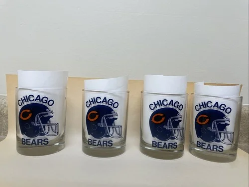 Set of 4 New 1986 NFL Chicago Bears Super Bowl XX New Orleans Rocks Glasses 4