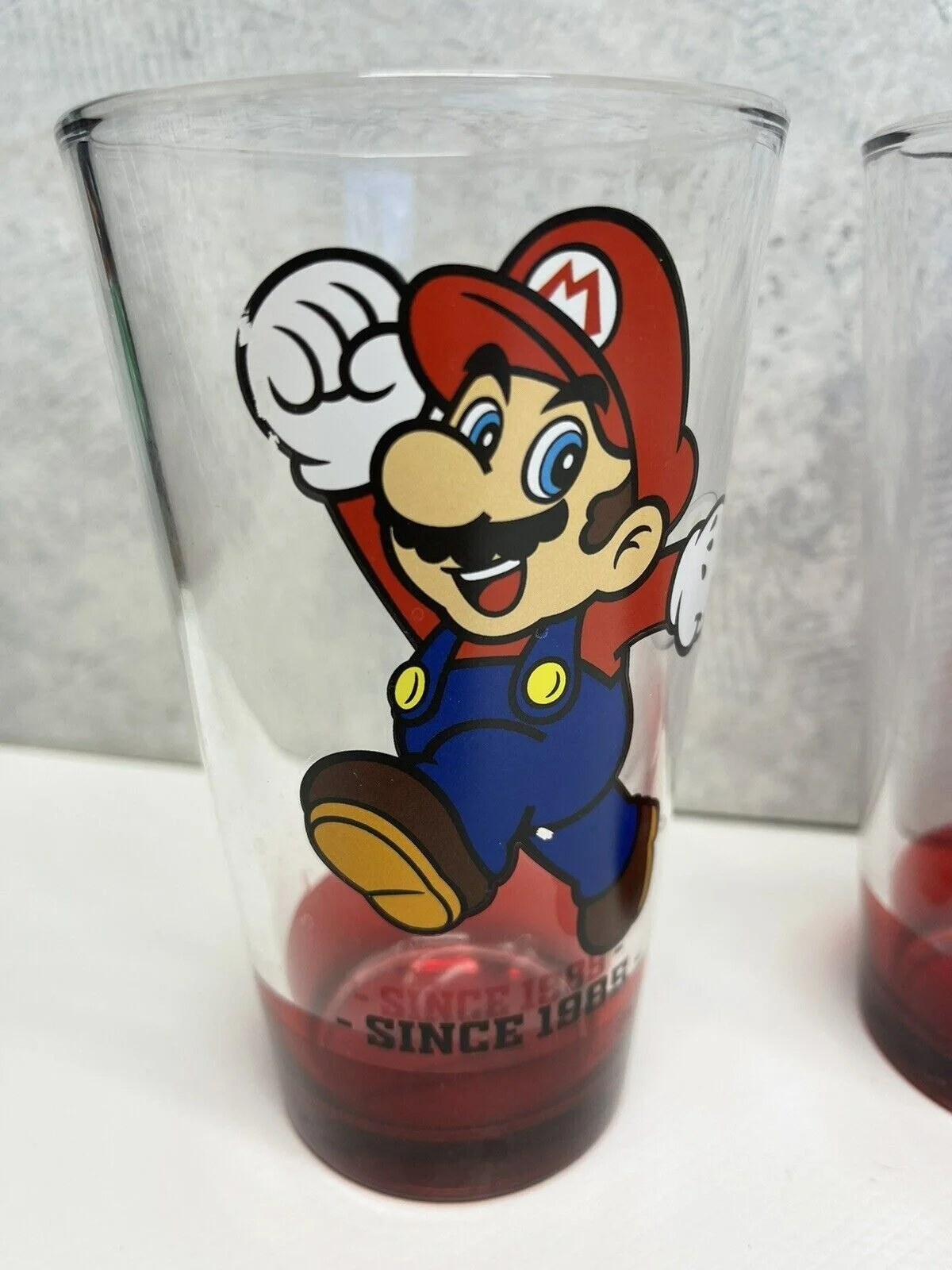 Set Of 4 Super Mario Bros Collectible Glass 16 Tumbler Red Buttom 3
