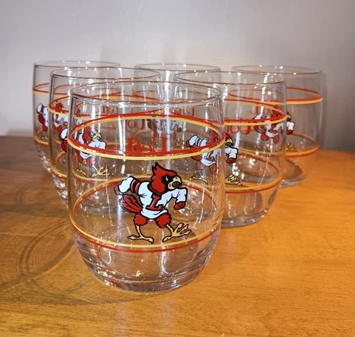 Set Of 6 Beautiful University of Louisville Cardinals Drinking Glasses/Tumblers 1